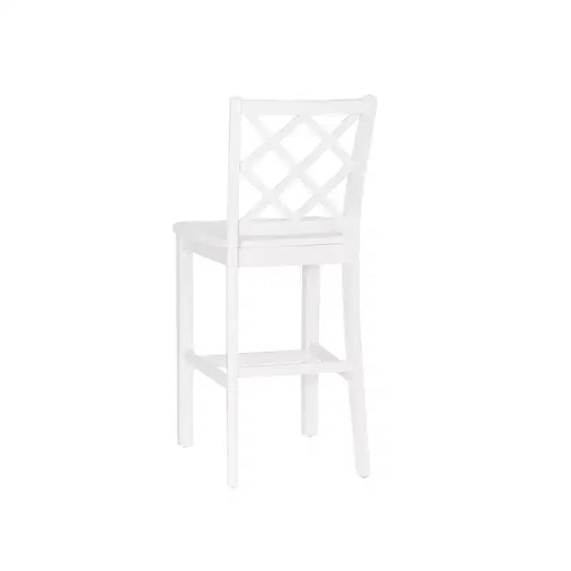 25.25" helby X-Back Farmhouse Counter Height Barstool White Finished Wood - Powell: olid Acacia & Rubberwood