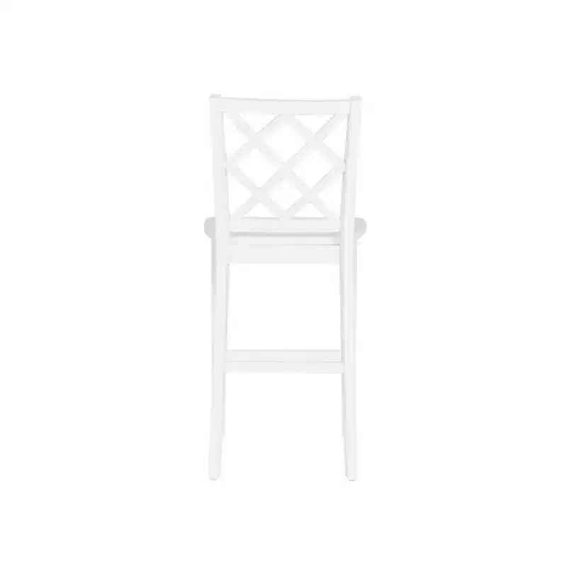 25.25" helby X-Back Farmhouse Counter Height Barstool White Finished Wood - Powell: olid Acacia & Rubberwood