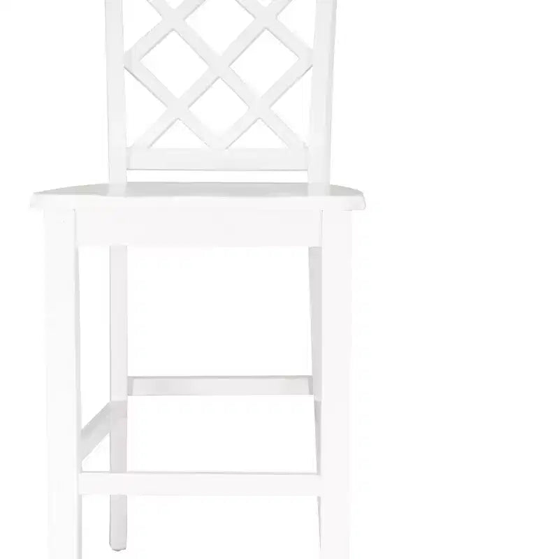 25.25" helby X-Back Farmhouse Counter Height Barstool White Finished Wood - Powell: olid Acacia & Rubberwood