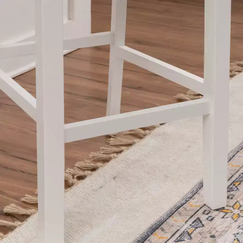 25.25" helby X-Back Farmhouse Counter Height Barstool White Finished Wood - Powell: olid Acacia & Rubberwood