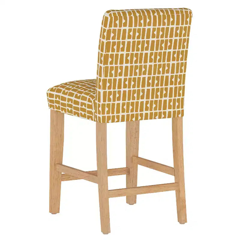 Skyline Furniture Hendrix Counter Height Barstool Bloc Panel Mustard: Modern 40" Kitchen Island Stool, Geometric Pattern