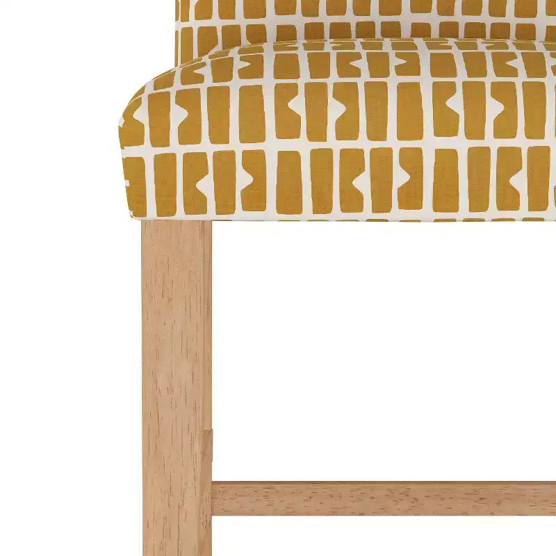 Skyline Furniture Hendrix Counter Height Barstool Bloc Panel Mustard: Modern 40" Kitchen Island Stool, Geometric Pattern