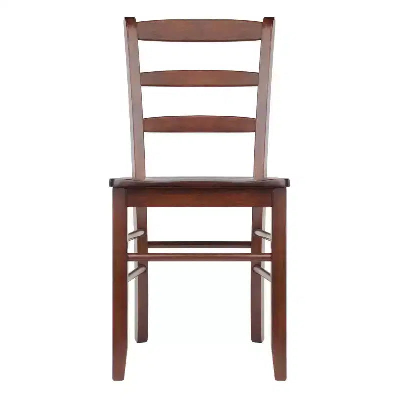 Set of 2 Ladder Back Chair Antique Walnut - Winsome: Hardwood, Non-Unupholstered, Kitchen Seating