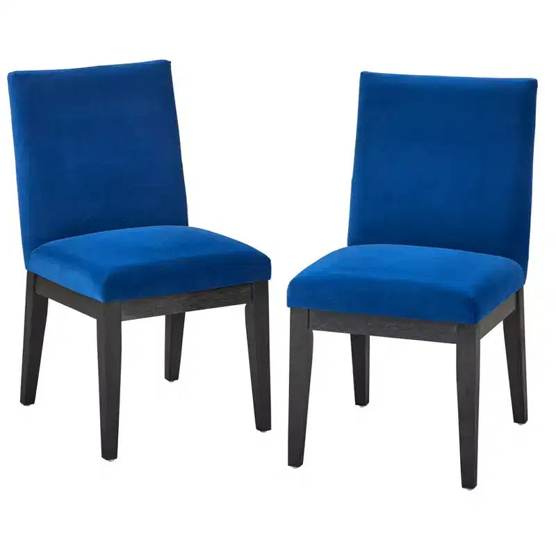 Buylateral Set of 2 North Bay Upholstered Dining Chairs Sapphire Blue Velvet