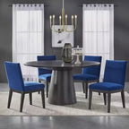 Buylateral Set of 2 North Bay Upholstered Dining Chairs Sapphire Blue Velvet