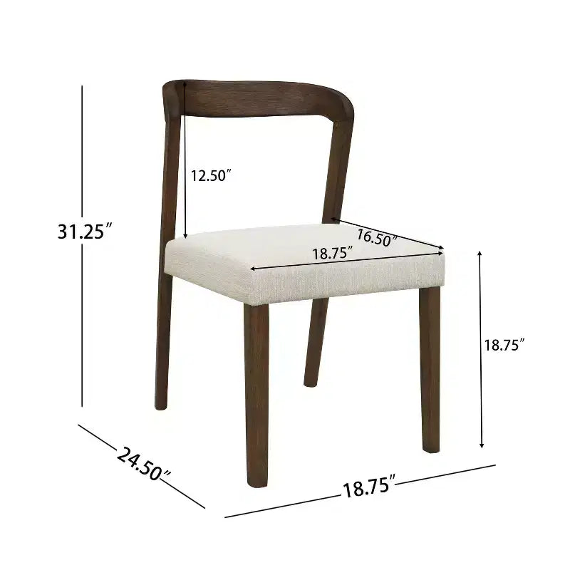 Christopher Knight Home Set of 2 Ashton Contemporary Rubberwood Upholstered Dining Chairs with Curved Open Back Walnut