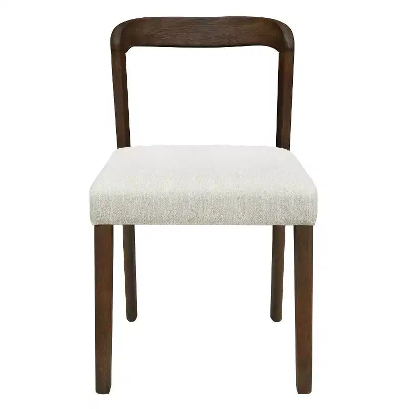 Christopher Knight Home Set of 2 Ashton Contemporary Rubberwood Upholstered Dining Chairs with Curved Open Back Walnut