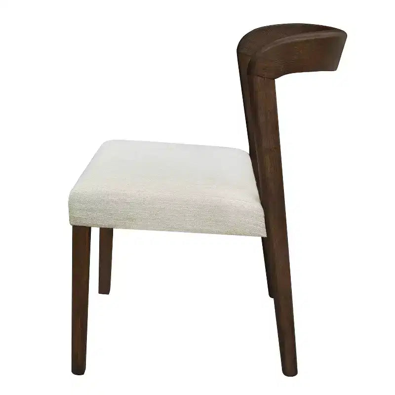 Christopher Knight Home Set of 2 Ashton Contemporary Rubberwood Upholstered Dining Chairs with Curved Open Back Walnut