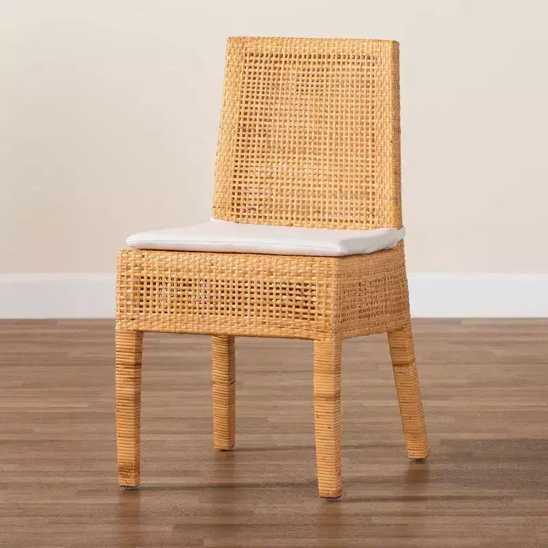 bali & pari Morris Rattan Dining Chair Light Honey/White