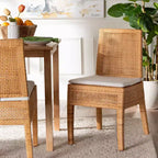 bali & pari Morris Rattan Dining Chair Light Honey/White