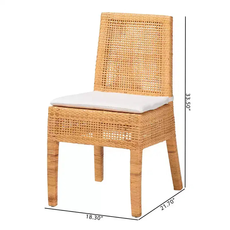 bali & pari Morris Rattan Dining Chair Light Honey/White