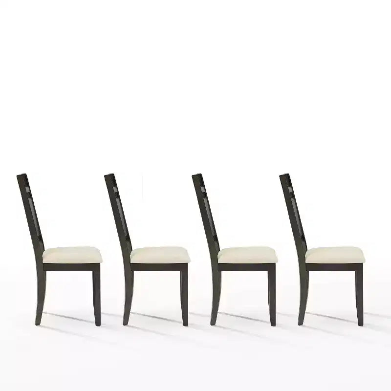 Crosley Hayden 4pc Slat Back Dining Chair Set Slate/Creme: Upholstered Linen Seat, Rubberwood Frame, 250lbs Capacity