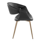 LumiSource Set of 2 Curvo Upholstered PU Chair Antique Copper Metal/Black