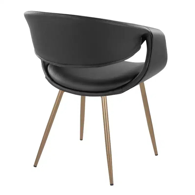 LumiSource Set of 2 Curvo Upholstered PU Chair Antique Copper Metal/Black