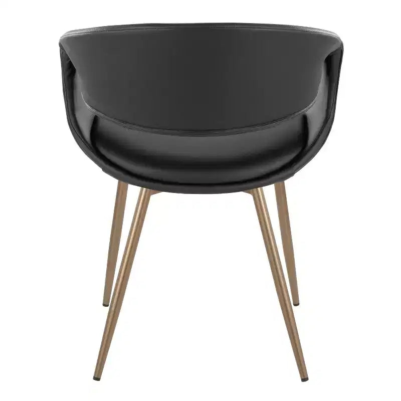 LumiSource Set of 2 Curvo Upholstered PU Chair Antique Copper Metal/Black