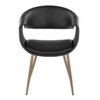 LumiSource Set of 2 Curvo Upholstered PU Chair Antique Copper Metal/Black