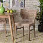 2pc Enver Rattan and Wood Dining Chair Set Natural/Brown - bali & pari: Handcrafted, Indonesian Origin