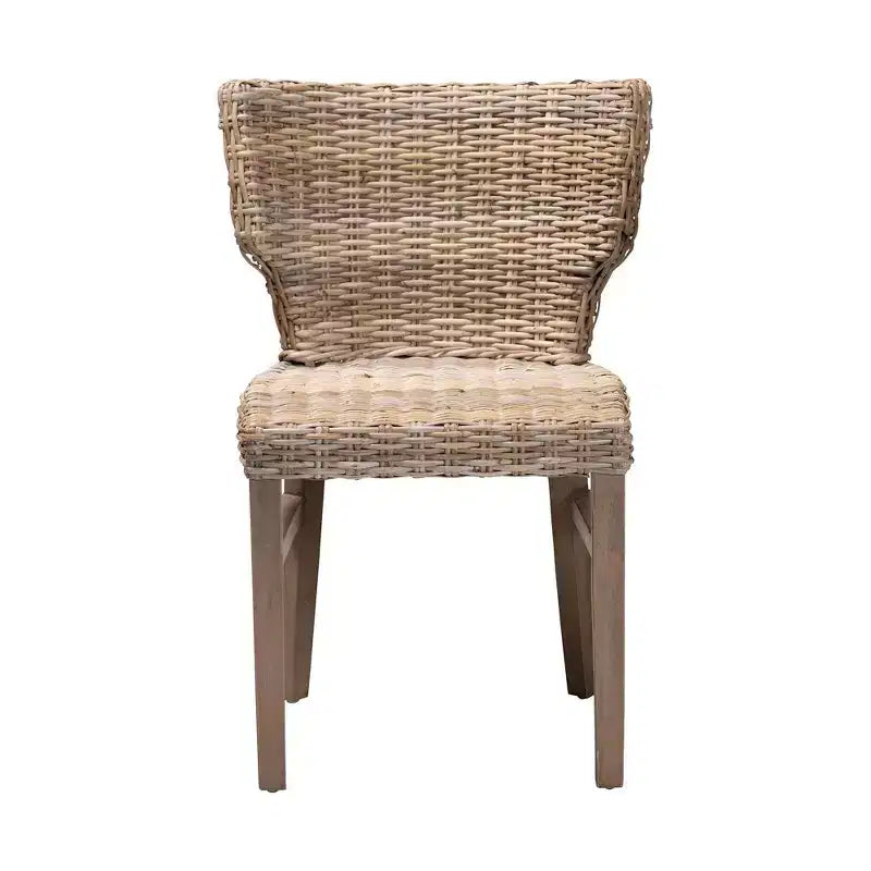 2pc Enver Rattan and Wood Dining Chair Set Natural/Brown - bali & pari: Handcrafted, Indonesian Origin