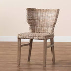 2pc Enver Rattan and Wood Dining Chair Set Natural/Brown - bali & pari: Handcrafted, Indonesian Origin