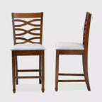 Set of 2 Lanier Fabric Upholstered Wood Counter Height Pub Chair Set Gray/Walnut - Baxton Studio: Polyester Fill, Spot Clean