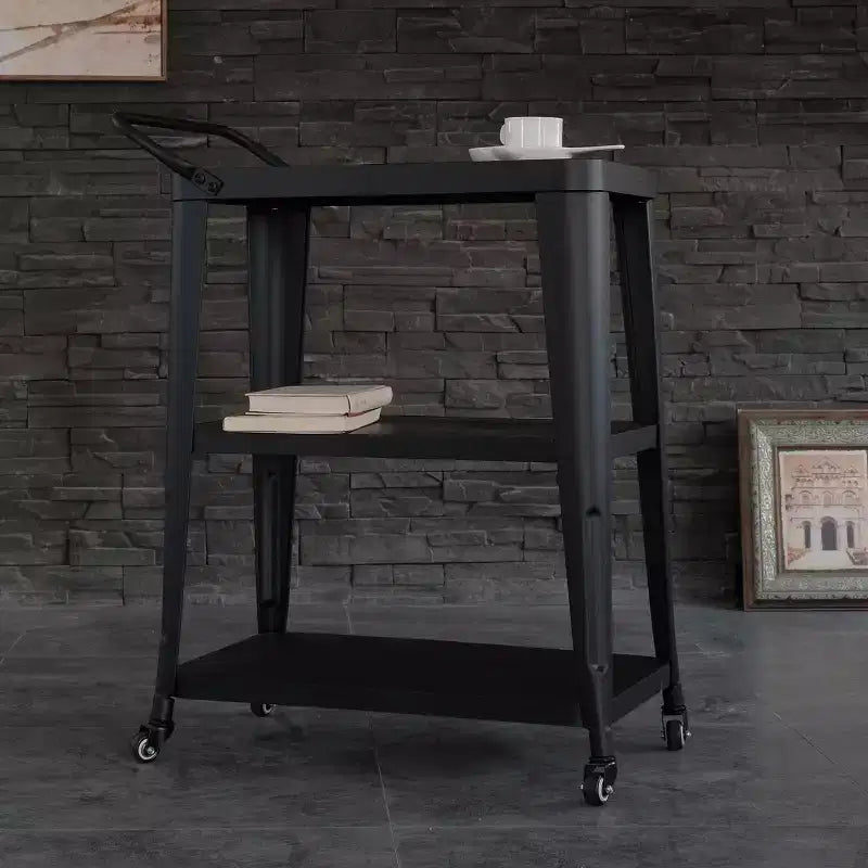 3 Tiered Harold Industrial Dining Cart with Wheels and Storage - AC Pacific: Stainless Steel, Space-Saving Design