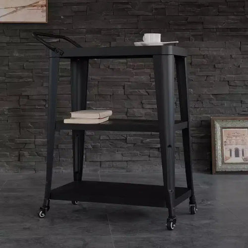 3 Tiered Harold Industrial Dining Cart with Wheels and Storage - AC Pacific: Stainless Steel, Space-Saving Design