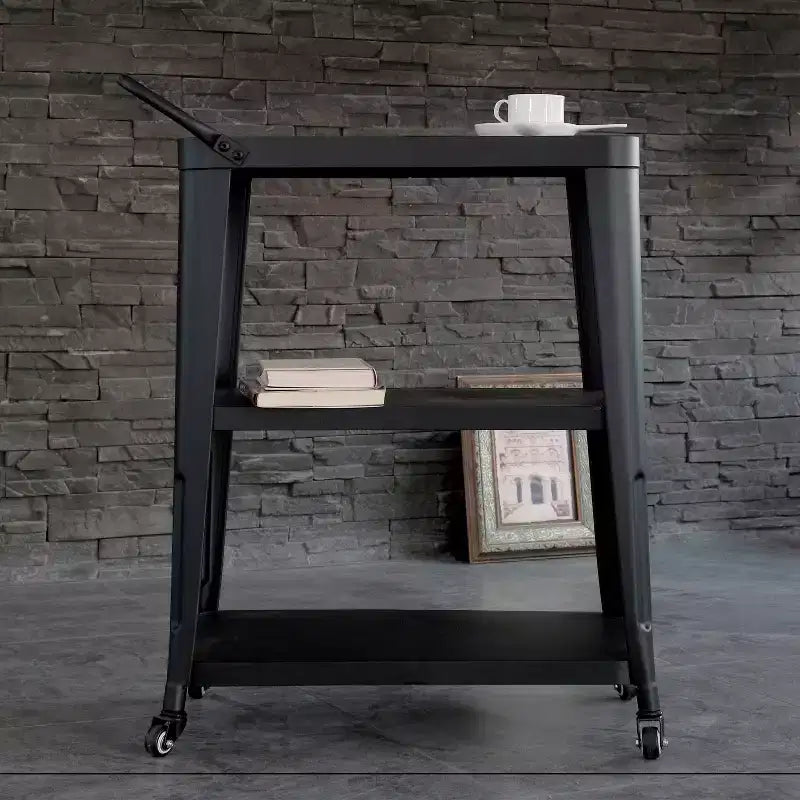 3 Tiered Harold Industrial Dining Cart with Wheels and Storage - AC Pacific: Stainless Steel, Space-Saving Design