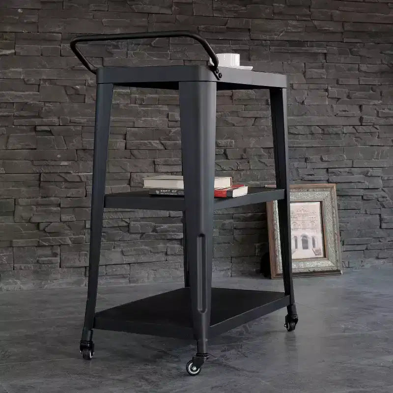 3 Tiered Harold Industrial Dining Cart with Wheels and Storage - AC Pacific: Stainless Steel, Space-Saving Design