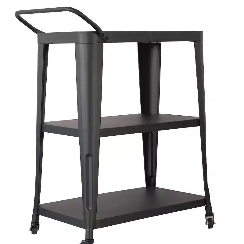 3 Tiered Harold Industrial Dining Cart with Wheels and Storage - AC Pacific: Stainless Steel, Space-Saving Design