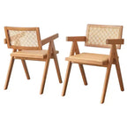 Buylateral 7pc Valentina Modern Dining Set 1 table 4 chairs 2 arm chairs Light Walnut