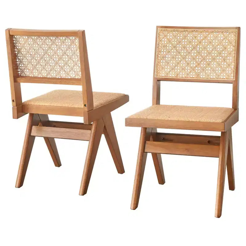 Buylateral 7pc Valentina Modern Dining Set 1 table 4 chairs 2 arm chairs Light Walnut
