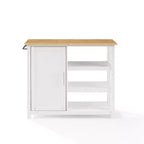 Tristan Open Kitchen Island Cart White/Natural - Crosley: Adjustable Shelves, Towel Bar, Mobile Design