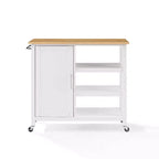 Tristan Open Kitchen Island Cart White/Natural - Crosley: Adjustable Shelves, Towel Bar, Mobile Design