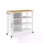 Tristan Open Kitchen Island Cart White/Natural - Crosley: Adjustable Shelves, Towel Bar, Mobile Design