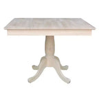 29.1" Dining Tables Minden Square Top Pedestal Unfinished - International Concepts: Solid Wood, Breakfast Nook