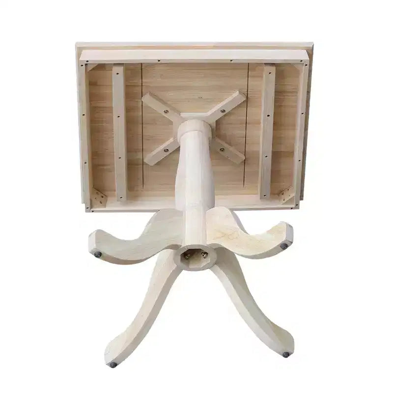 29.1" Dining Tables Minden Square Top Pedestal Unfinished - International Concepts: Solid Wood, Breakfast Nook