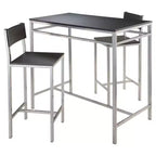 3pc Hanley Counter Height Dining Set with 2 Stools Metal/Black/Slate Gray - Winsome: Scandinavian Style, Wood Seat