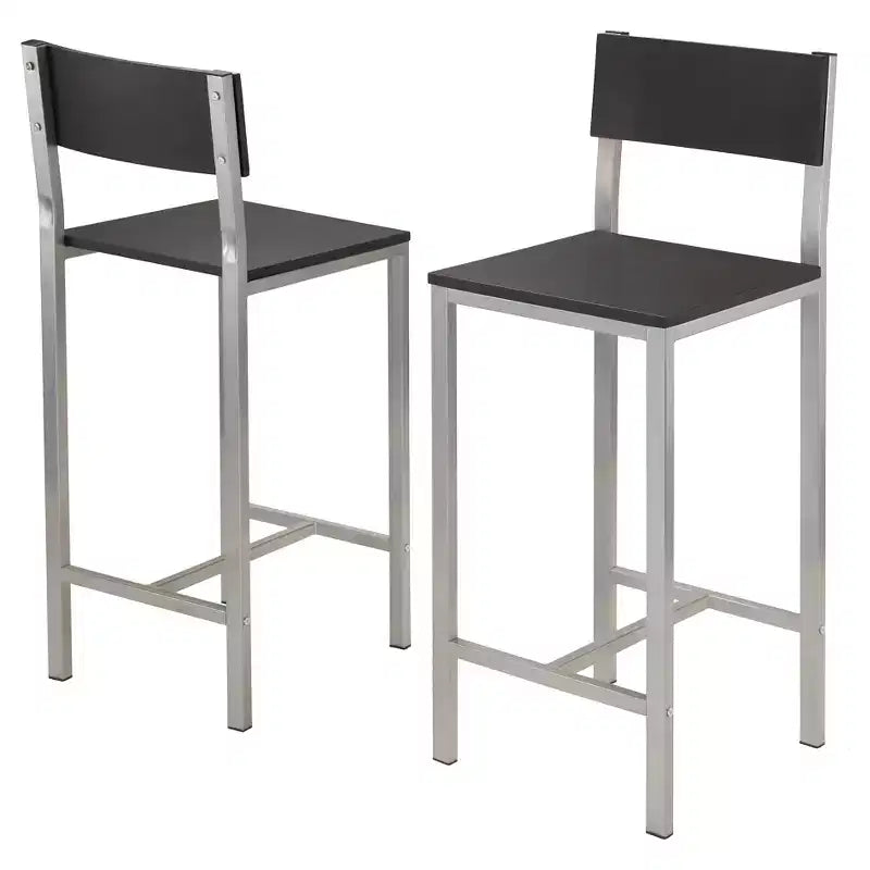 3pc Hanley Counter Height Dining Set with 2 Stools Metal/Black/Slate Gray - Winsome: Scandinavian Style, Wood Seat