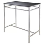 3pc Hanley Counter Height Dining Set with 2 Stools Metal/Black/Slate Gray - Winsome: Scandinavian Style, Wood Seat