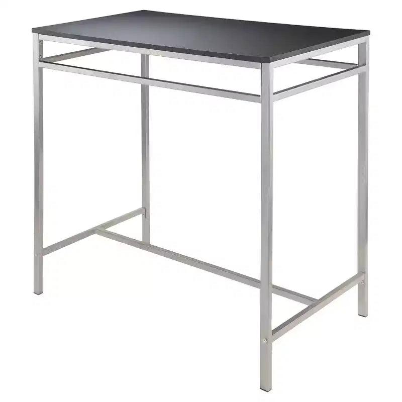 3pc Hanley Counter Height Dining Set with 2 Stools Metal/Black/Slate Gray - Winsome: Scandinavian Style, Wood Seat