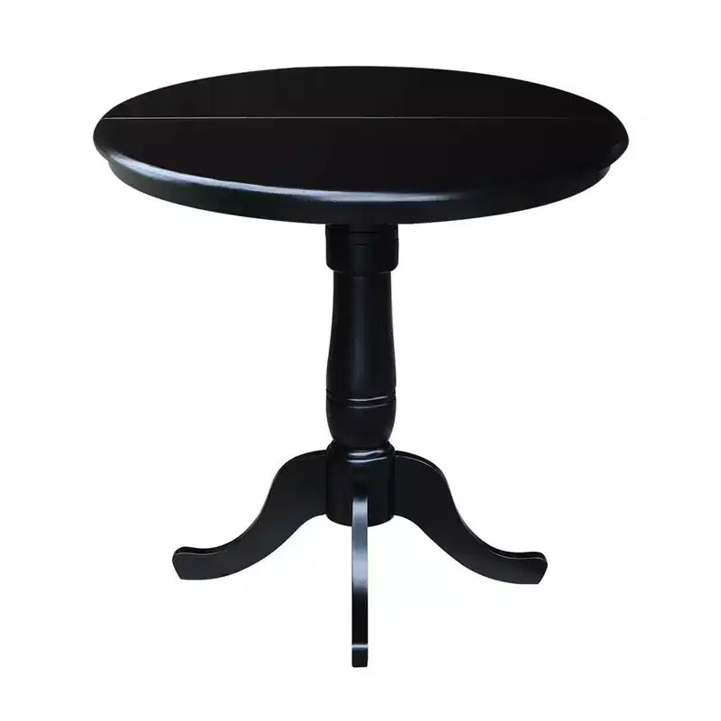 36" Round Top Pedestal Counter Height 12" Drop Leaf Dining Table Black - International Concepts