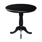 36" Round Top Pedestal Counter Height 12" Drop Leaf Dining Table Black - International Concepts