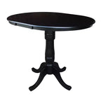 36" Round Top Pedestal Counter Height 12" Drop Leaf Dining Table Black - International Concepts