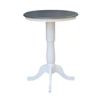 41" Bar Height Ronin Round Pedestal Table White/Heather Gray - International Concepts: Mid-Century Modern, Seats 2