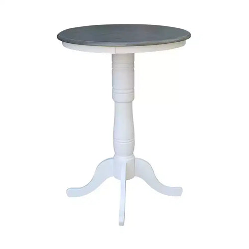 41" Bar Height Ronin Round Pedestal Table White/Heather Gray - International Concepts: Mid-Century Modern, Seats 2
