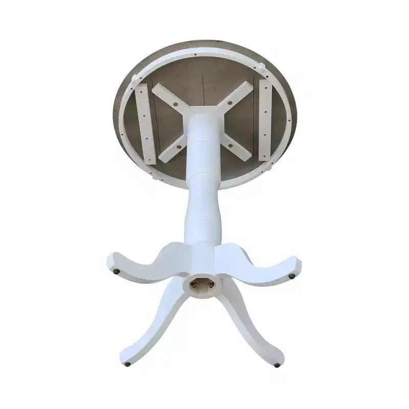 41" Bar Height Ronin Round Pedestal Table White/Heather Gray - International Concepts: Mid-Century Modern, Seats 2