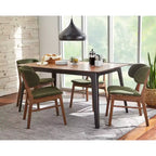 Lifestorey Rory Mid Century Modern Rectangular Dining Table Walnut/Black :MDF, Rubberwood Frame, Seats 4