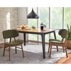Lifestorey Rory Mid Century Modern Rectangular Dining Table Walnut/Black :MDF, Rubberwood Frame, Seats 4