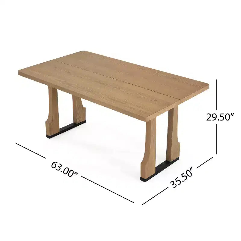 Christopher Knight Home Rowan Rustic 63" Dining Table with Double Pedestal Base Natural Ash