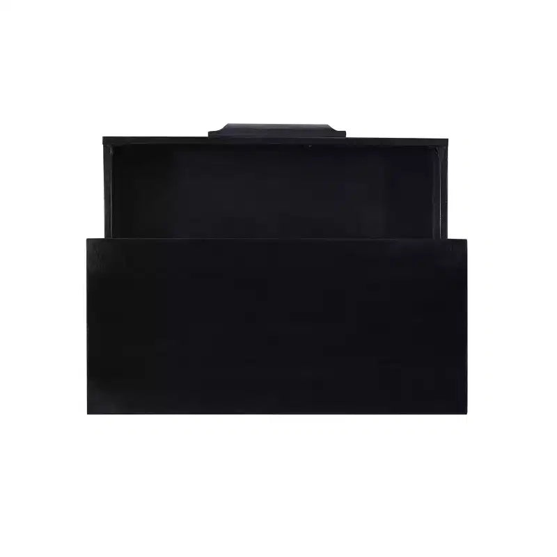 Powell Gordon Solid Wood and Natural Cane Black Metal Legs 3 Drawer Cabinet Black: Modern Farmhouse Style, Mango Surface